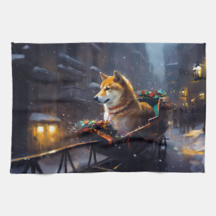 Shiba Inu Weihnachtsfestzeit Geschirrtuch