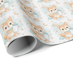 Shiba Inu Welpe Baby Pastell Aquarell-Muster  Geschenkpapier
