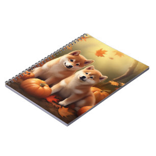 Shiba Inu Welpe Herbstfreude Kürbis Notizblock