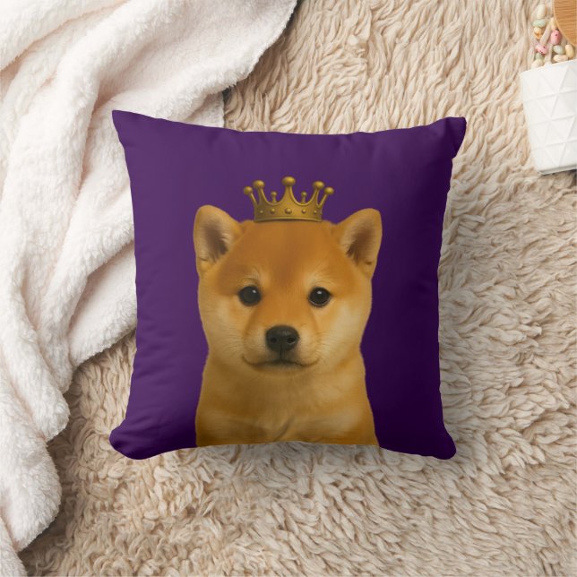 Shiba Inu Welpe in Gold Crown Niedlich Kissen (Decke)