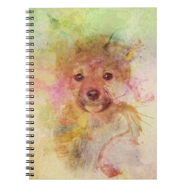 Shiba Inu Welpen-Aquarell-Notizbuch Notizblock (Vorderseite)