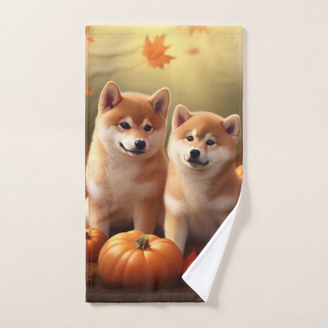 Shiba Inu Welppy Autumn Delight Pumpkin Badhandtuch Set (Handtuch)