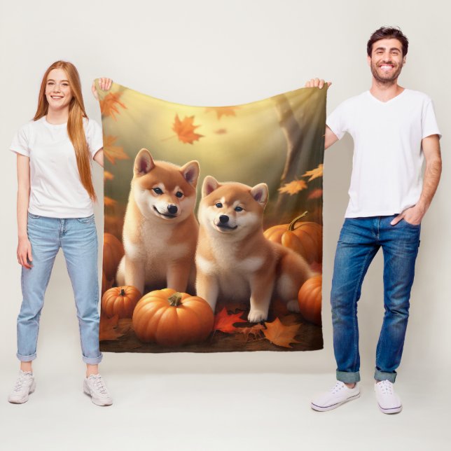 Shiba Inu Welppy Autumn Delight Pumpkin Fleecedecke (Beispiel)