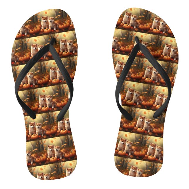 Shiba Inu Welppy Autumn Delight Pumpkin Flip Flops (Fußbett)