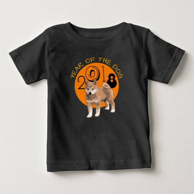 Shiba inu Year of the Dog 2018 Black Baby T-Shirt (Vorderseite)