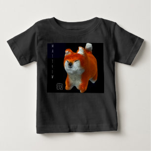 Shiba Puppy 3D Art Dog Jahr Name Black Baby Shirt