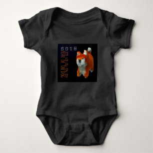 Shiba Puppy 3D Digital Art Dog Year 2018 Baby B Strampler