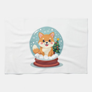 Shiba-Schneekugel Geschirrtuch