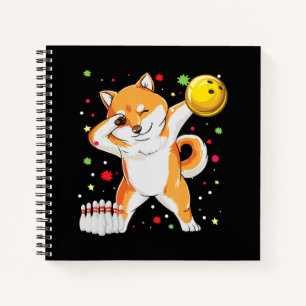 Shiba spielt Bowling   Witziger Hund mit Bowling Notizbuch