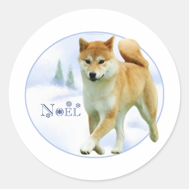 Shiba Weihnachten - Aufkleber (Vorderseite)