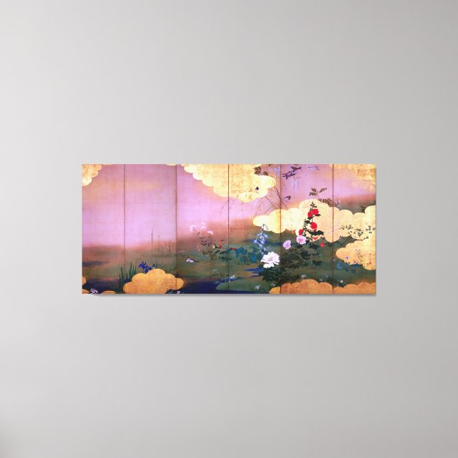 Shibata Zeshin Blumen und Vögel von vier Leinwanddruck (Vorderseite)