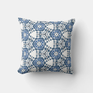 Shibori Abstrakt Pattern Indigo Blue Gefärbte Kraw Kissen