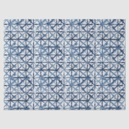 Shibori Asian X Muster Blau und Weiß Wasserfarbe Seidenpapier