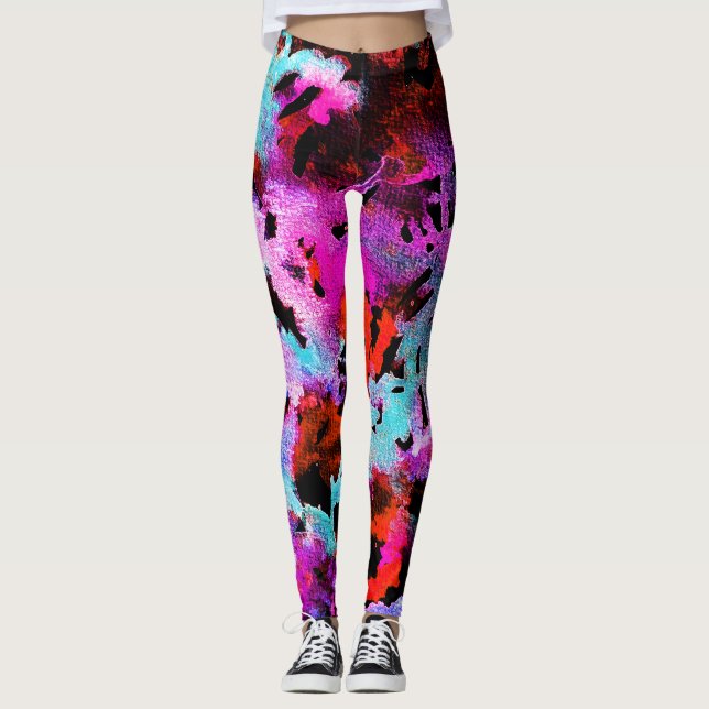 Shibori Batik: Gefärbte Krawatte der Wasserfarben Leggings (Vorderseite)