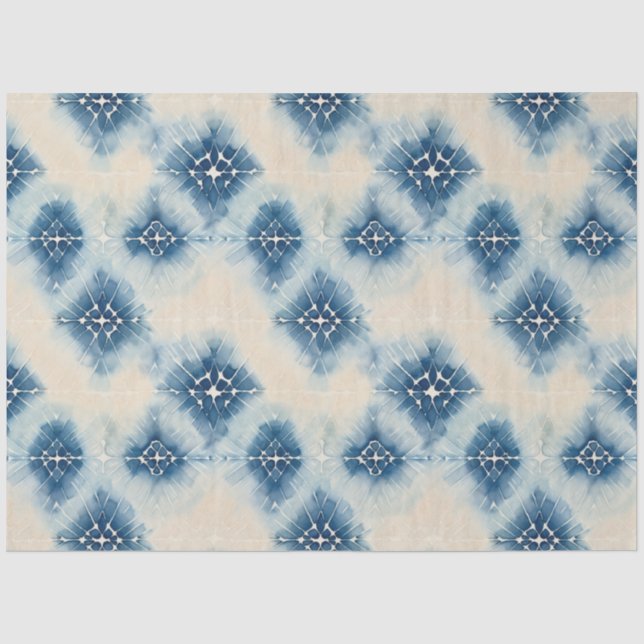 Shibori Blue Japanisch Textile Art Nr. 11 Seidenpapier (Vorderseite)