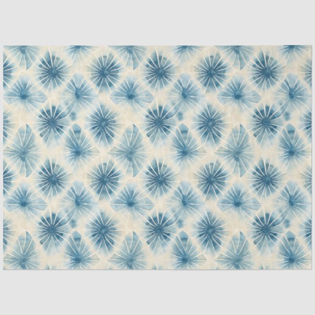 Shibori Blue Japanisch Textile Art Nr. 16 Seidenpapier (Vorderseite)
