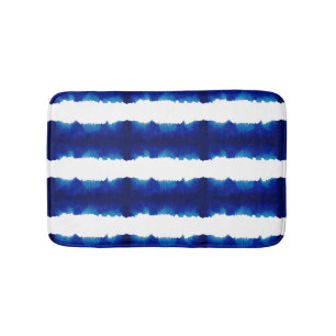 Shibori Gefärbte Krawatte Blauer Streifen Muster B Badematte