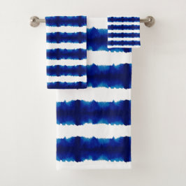 Shibori Gefärbte Krawatte Blue Boho Badetücher Set