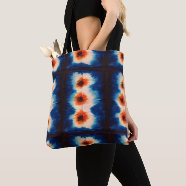 Shibori Gefärbte Krawatte Fabric Muster Boho Tasche (Von Nahem)