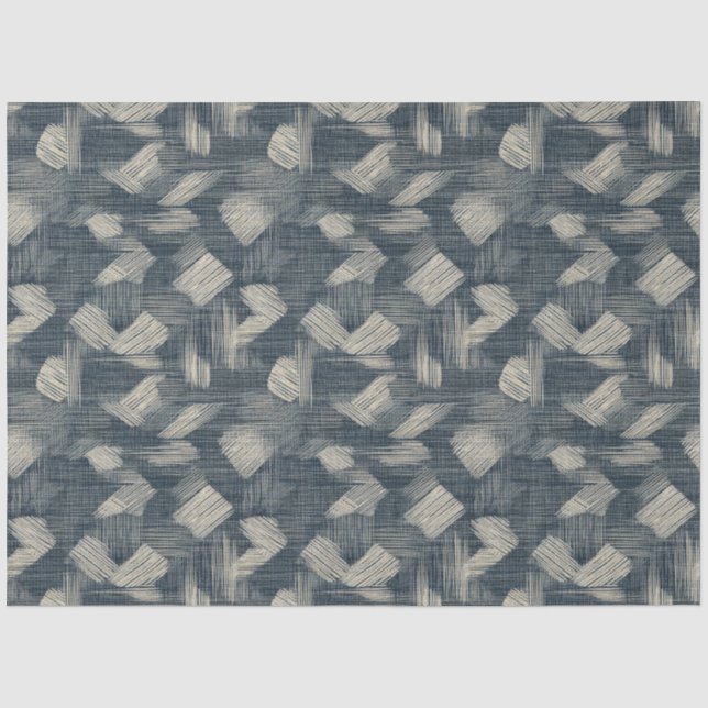 Shibori Gefärbte Krawatte Indigo Japanischer Pinse Seidenpapier (Vorderseite)