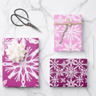 Shibori Gefärbte Krawatte Rosa Schneeflocken Muste Geschenkpapier Set