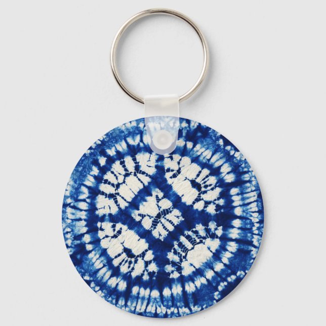 Shibori Gefärbte Krawatte South Seas Indigo Batik Schlüsselanhänger (Vorderseite)