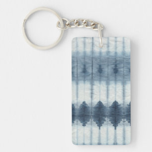 Shibori Indigio Druck Schlüsselanhänger