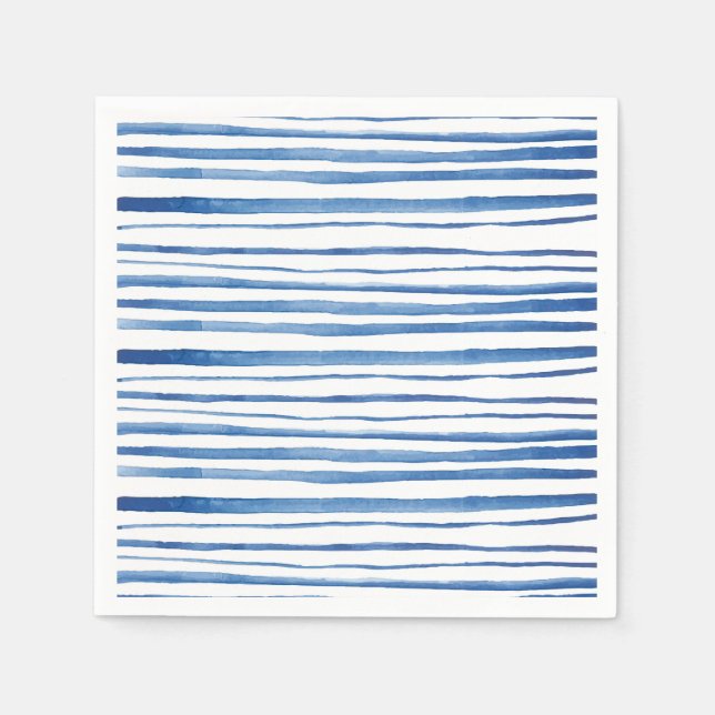 Shibori indigo Blaue Aquarellstreifen Muster Serviette (Vorderseite)