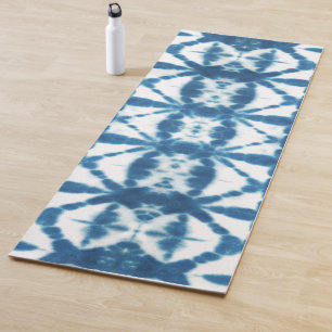Shibori Indigo Blaues Tie Dye Twist Muster Yogamatte