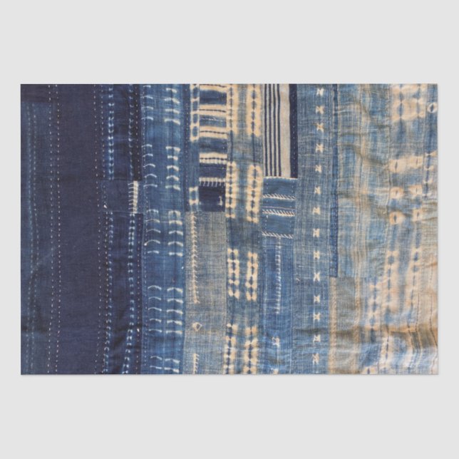 Shibori-Indigo-Mundtuch Seidenpapier (Vorderseite)
