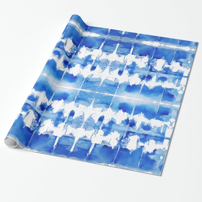 Shibori Indigoblau Geschenkpapier (Ungerollt)