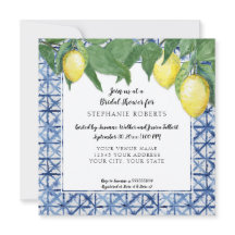 Shibori Navy White w Lemon Citrus Brautparty
