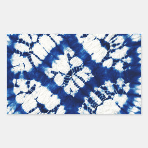 Shibori Tie Dye Südsee Indigo Batik Rechteckiger Aufkleber