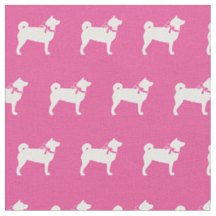 Shibu Inu Hund Silhouette Pet Pink Stoff