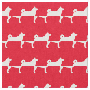 Shibu Inu Hund Silhouette Rot Stoff