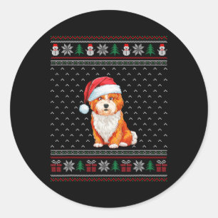 Shichon Dog Tragen Weihnachtsmannmütze Ugly Xmas D Runder Aufkleber
