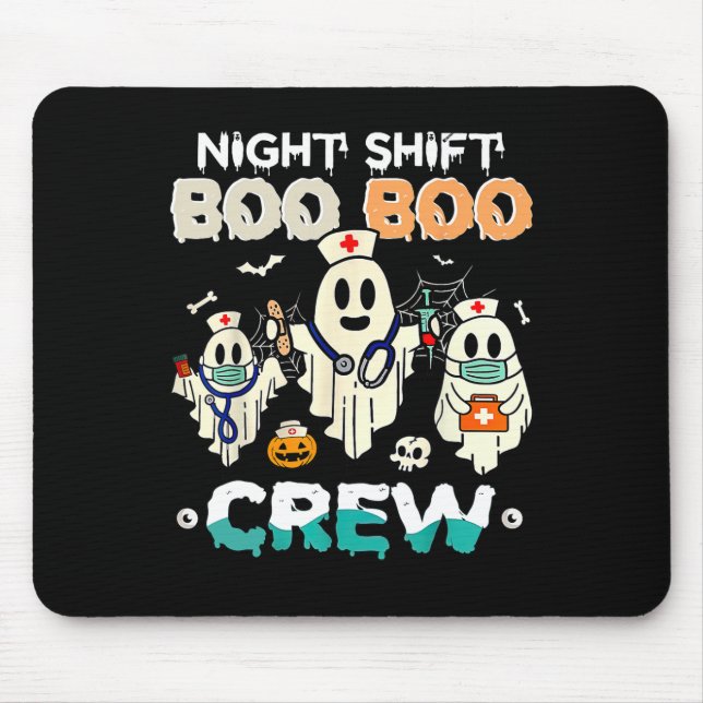 Shift Boo Boo Crew Nurse Ghost Halloween Nurses Rn Mousepad (Vorne)
