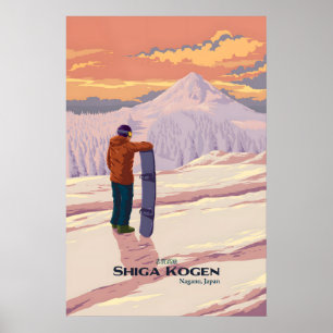 Shiga Kogen Japan Snowboarden Reiseplakat Poster