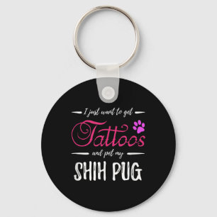 Shih Mops Dog Lover Tattoo Funny Dog Mama Geschenk Schlüsselanhänger