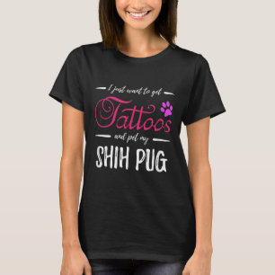 Shih Mops Dog Lover Tattoo Funny Dog Mama Geschenk T-Shirt