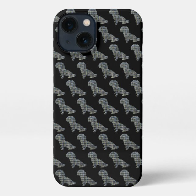 Shih-Poo Niedlich Dog Silhouette Raster Black iPhone Hülle (Rückseite)