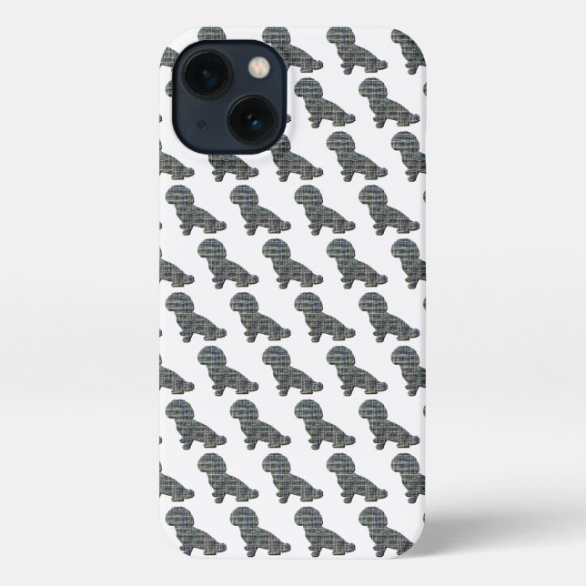 Shih-Poo Niedlich Hund Silhouette Raster White iPhone Hülle (Rückseite)