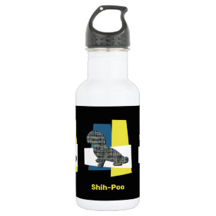 Shih-Poo Süße-Haustier-Hund-Silhouette Y&B-Raster Edelstahlflasche