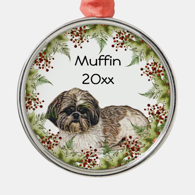 Shih Tsu Circle Ornament Aus Metall (Vorne)