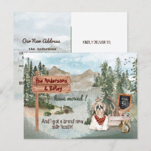Shih Tsu Dog Pine Woods Neue Adresse       Ankündigungspostkarte