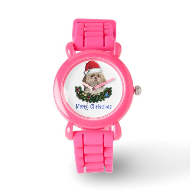 Shih-Tsu Dog Weihnachtsartikel Armbanduhr (Vorderseite)