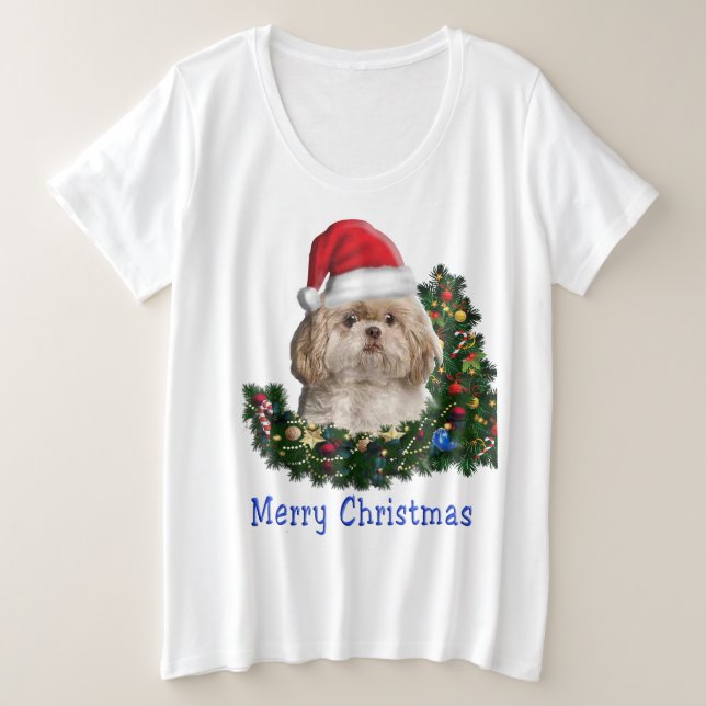 Shih-Tsu Dog Weihnachtsartikel Große Größe T-Shirt (Design vorne)