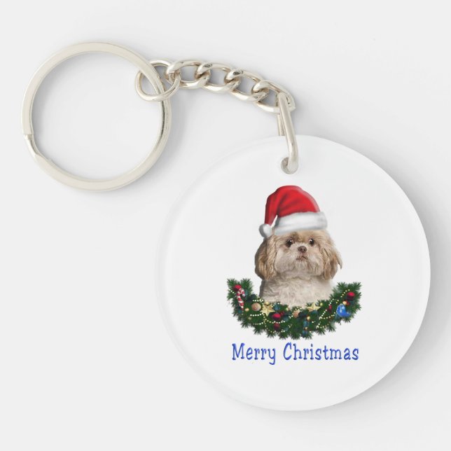 Shih-Tsu Dog Weihnachtsartikel Schlüsselanhänger (Vorderseite)