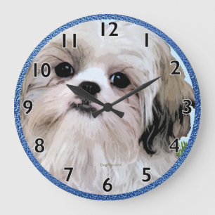 Shih Tzu Art Clock Große Wanduhr