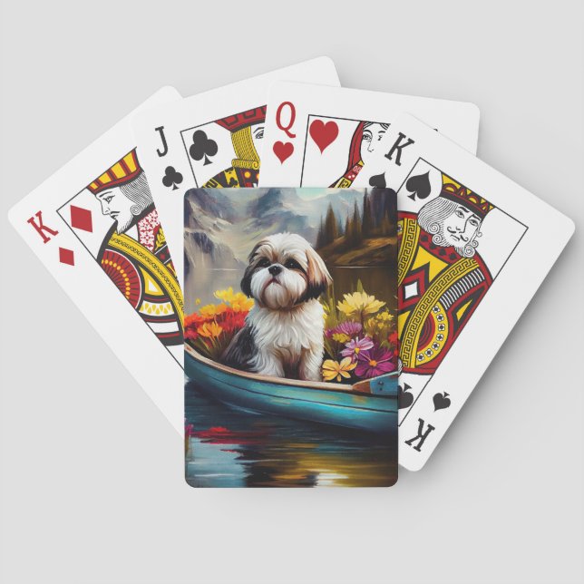 Shih Tzu auf einem Paddel: Ein Landschaftliches Ab Spielkarten (Rückseite)